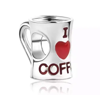 آویز نقره طرح فنجان قهوه I Love Coffee | اکسسوری خاص هنریتو