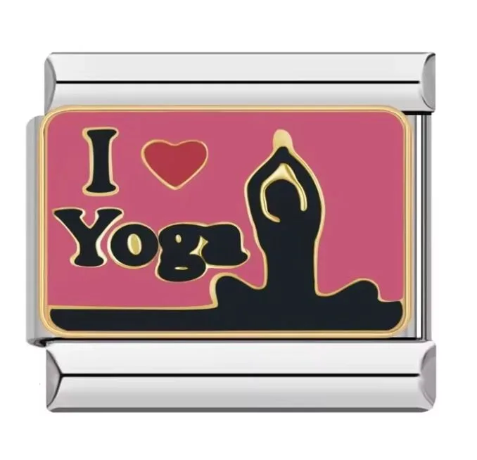 چارم ایتالیایی یوگا | آویز خاص دستبند با طرح I Love Yoga