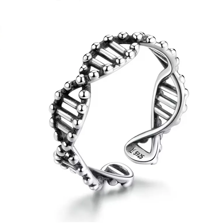 انگشتر نقره DNA مدل مارپیچ | انگشتر فری سایز نقره ۹۲۵