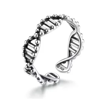 انگشتر نقره DNA مدل مارپیچ | انگشتر فری سایز نقره ۹۲۵