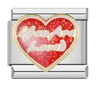 چارم ایتالیایی You Are Loved طرح قلب قرمز اکلیلی