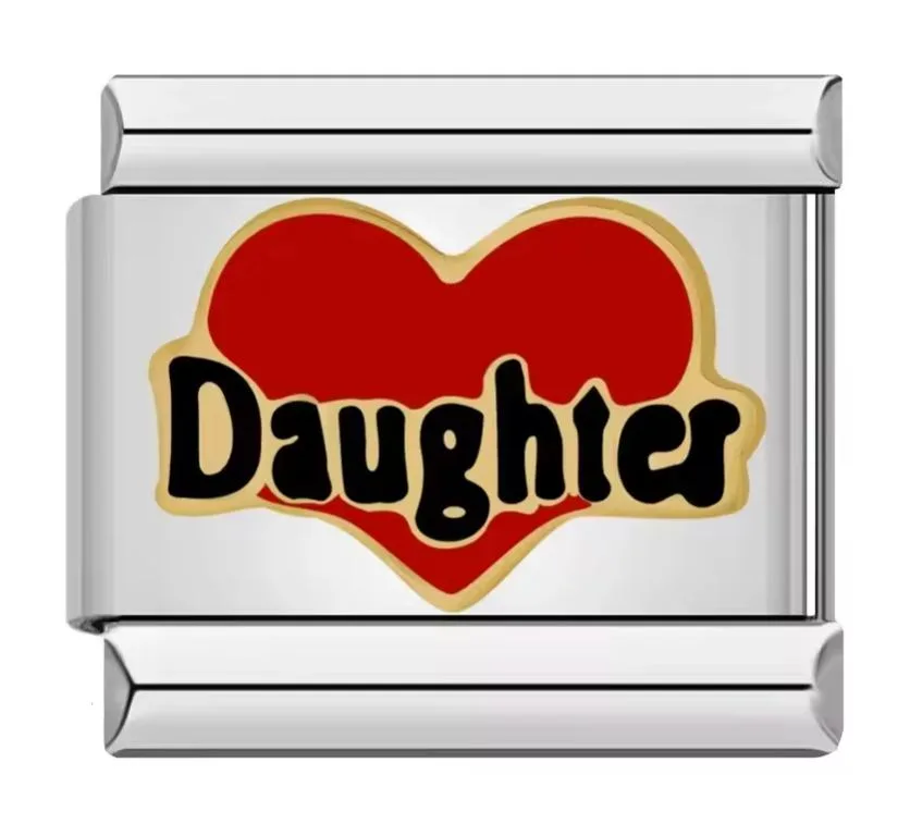 خرید چارم ایتالیایی Daughter | طرح قلب قرمز و نوشته دختر