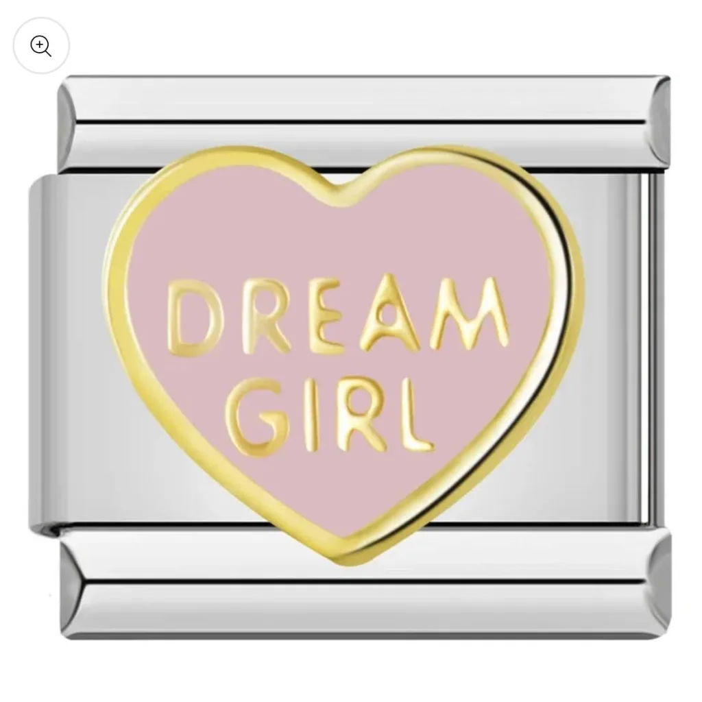 خرید چارم ایتالیایی Dream Girl | طرح قلب صورتی و طلایی