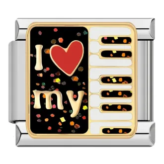 خرید چارم ایتالیایی پیانو | آویز دستبند طرح I Love My Piano