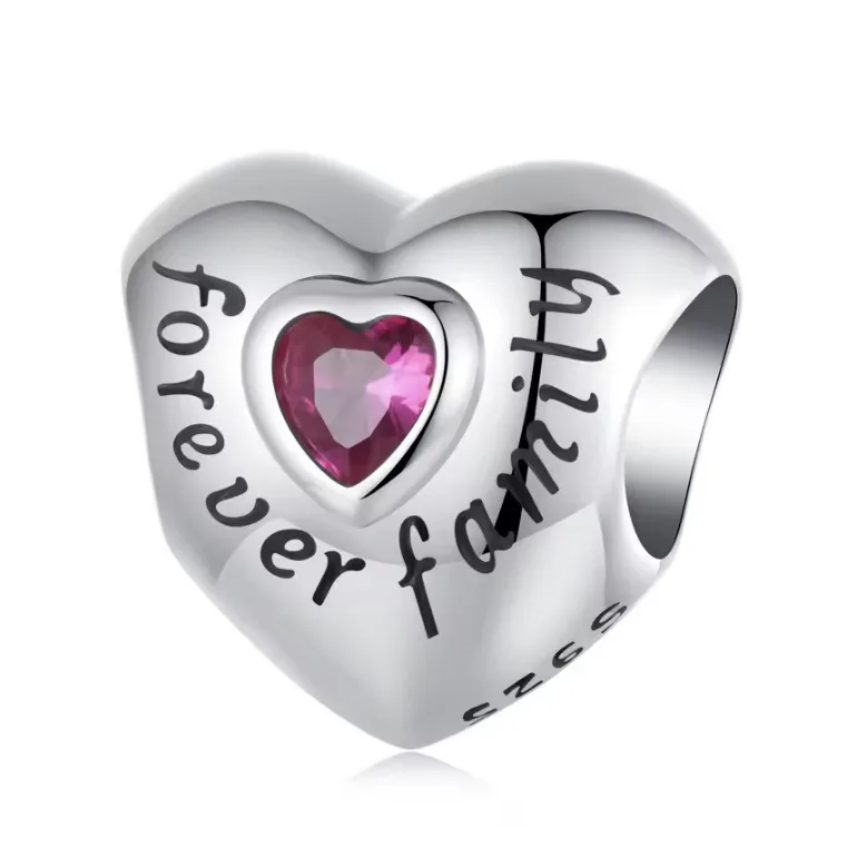 خرید چارم نقره قلب Forever Family | آویز نقره ۹۲۵ اصل