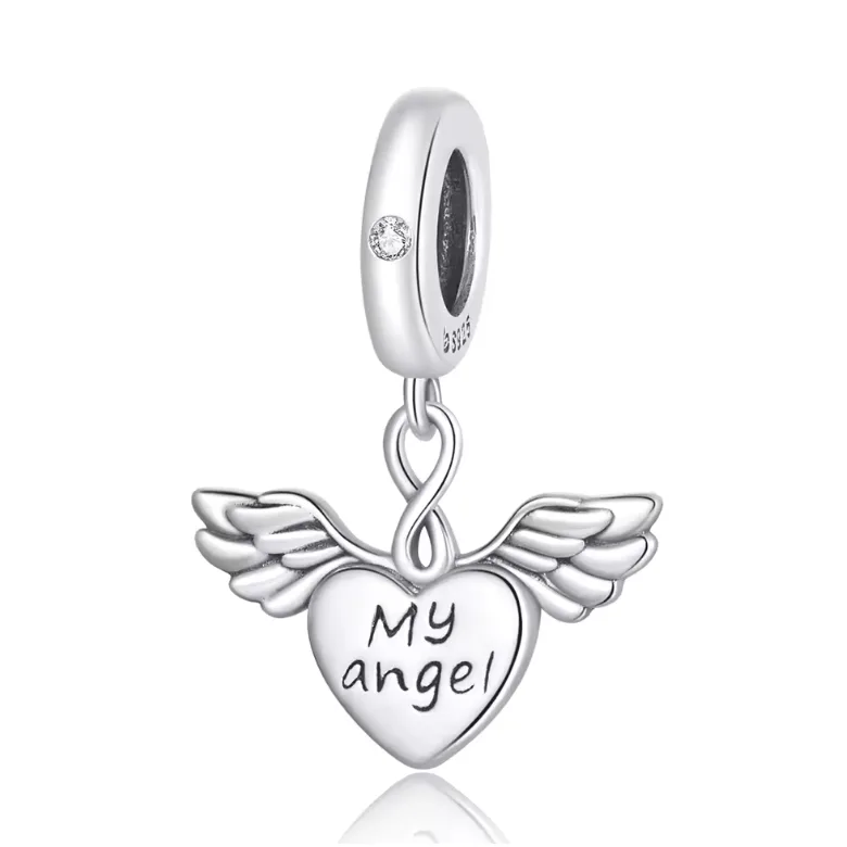 چارم آویز نقره قلب فرشته مدل My Angel - درخشش عشق