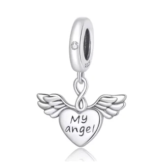 چارم آویز نقره قلب فرشته مدل My Angel - درخشش عشق